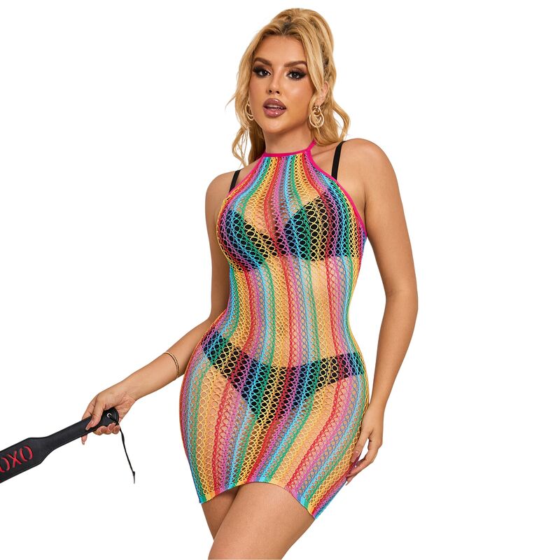 SUBBLIME - 952341 REGENBOGEN-NETZKLEID, EINE GRÖSSE