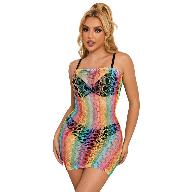 SUBBLIME - 952365 RAINBOW NETZKLEID MIT FREIEN SCHULTERN EINE GRÖSSE