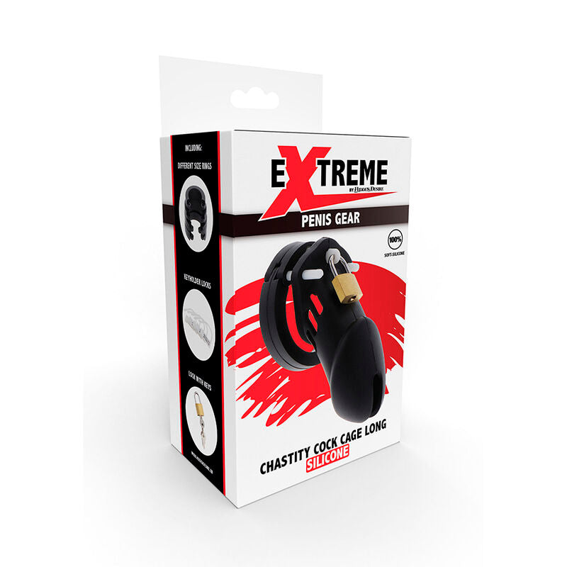 HIDDEN DESIRE - EXTREMER KEUSCHHEITSPFERDKÄFIG SILIKON GRÖSSE L SCHWARZ