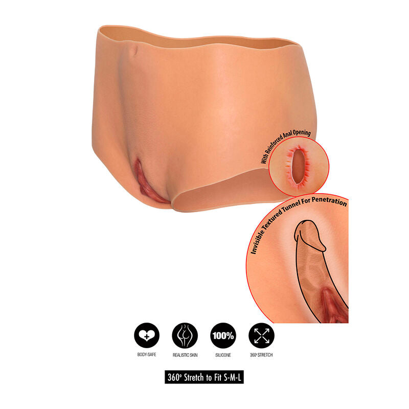 HIDDEN DESIRE - ALTER EGO OFFENER VAGINA- UND ASS-SLIP MIT MITTLERER TAILLE, HAUTFARBEN