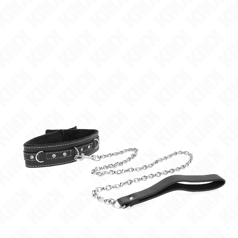 KINK - COLLANA IN PELLE PVC CON CINTURA 105 CM RIVETTO CON STRASS 41,5 X 4 CM