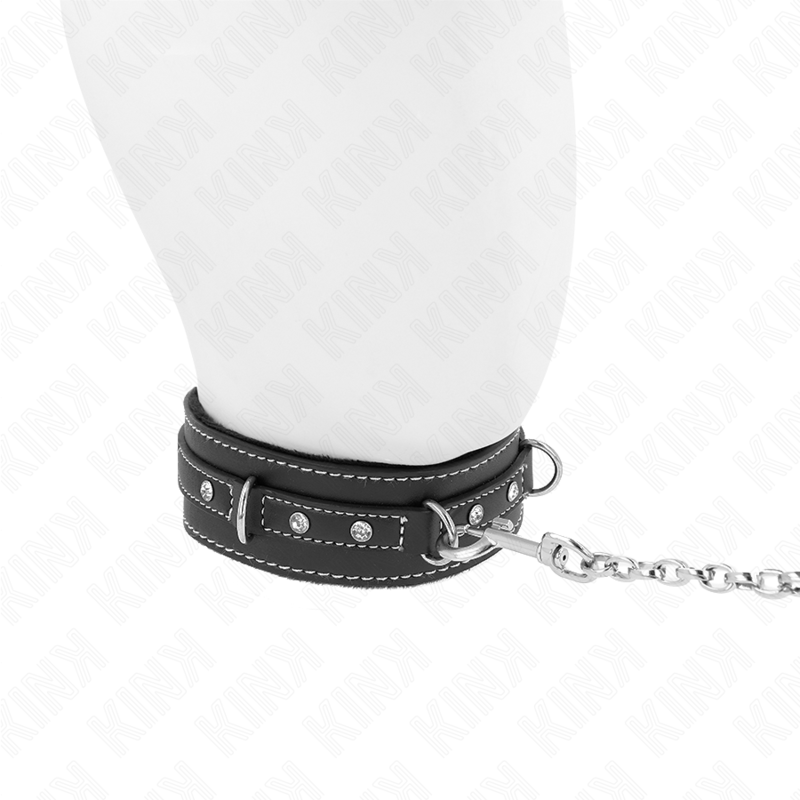 KINK - COLLANA IN PELLE PVC CON CINTURA 105 CM RIVETTO CON STRASS 41,5 X 4 CM