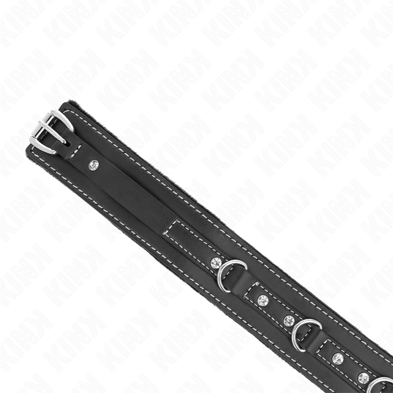KINK - COLLANA IN PELLE PVC CON CINTURA 105 CM RIVETTO CON STRASS 41,5 X 4 CM