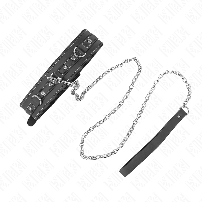 KINK - COLLANA IN PELLE PVC CON CINTURA 105 CM RIVETTO CON STRASS 41,5 X 4 CM