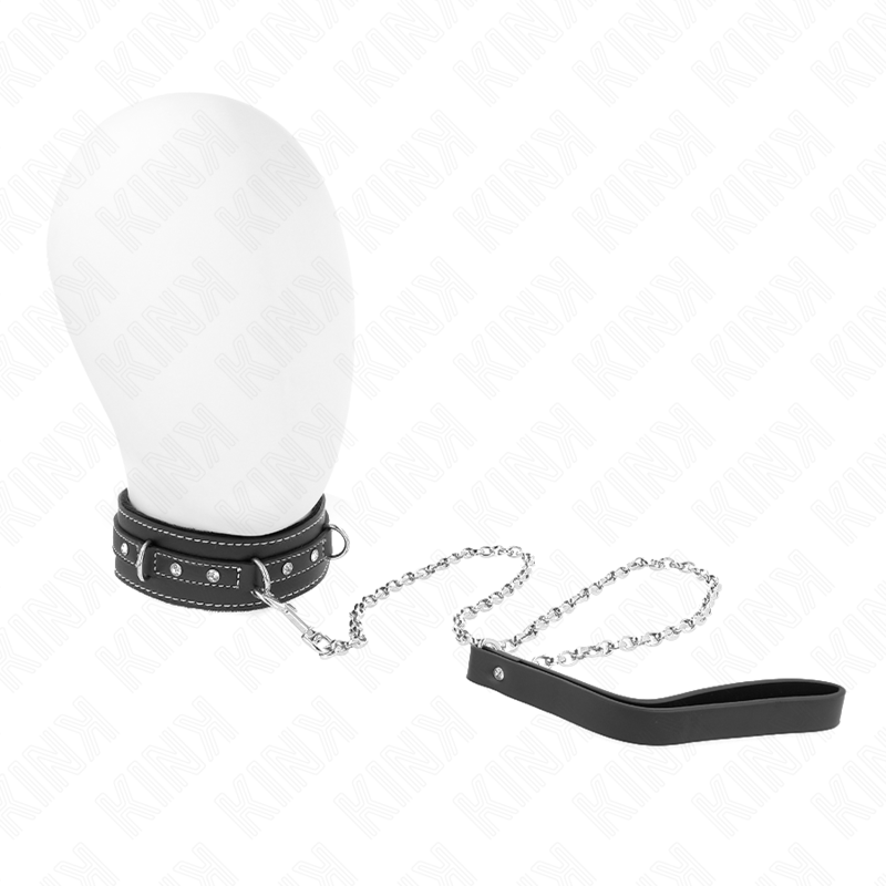 KINK - COLLANA IN PELLE PVC CON CINTURA 105 CM RIVETTO CON STRASS 41,5 X 4 CM