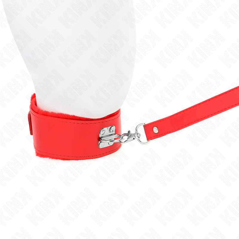 KINK - COLLANA CON GUINZAGLIO 116 CM CON BORCHIE ARGENTO MODELLO 4 ROSSO REGOLABILE 40-48 CM X 6 CM