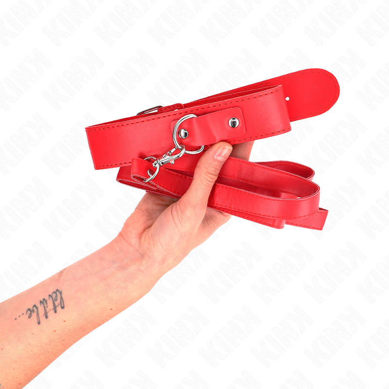 KINK - COLLANA CON CINTURA 116 CM ROSSO CINTURINO REGOLABILE 32-50 CM X 8 CM