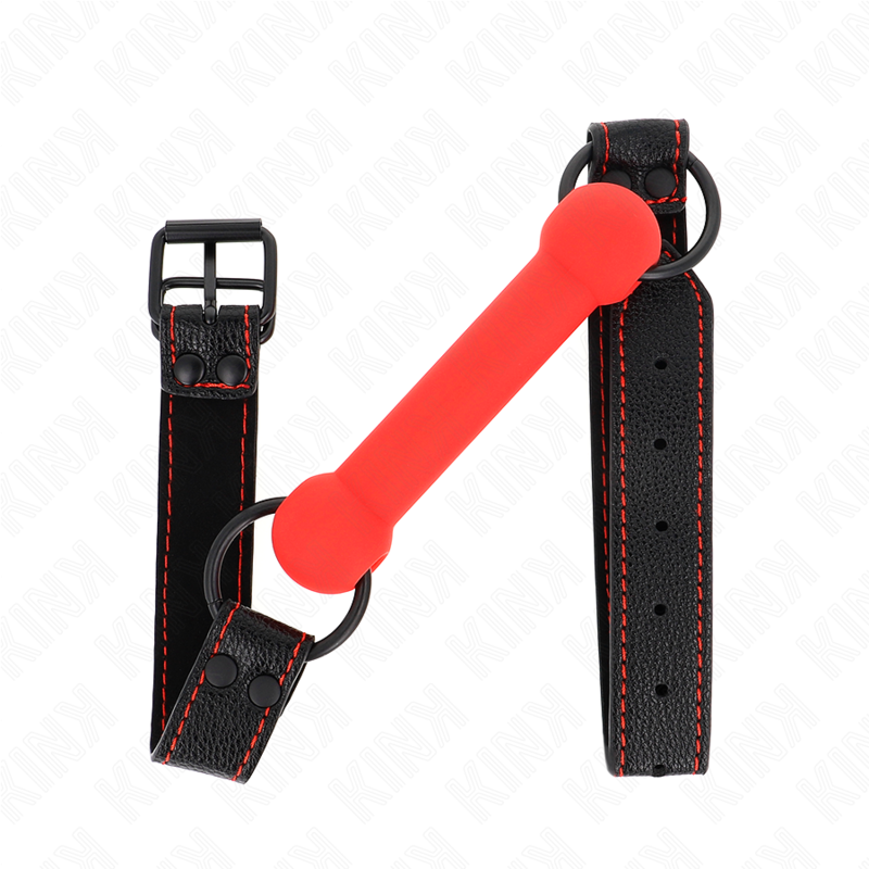 KINK - KNOCHENKNEBEL MIT KUNSTLEDERRIEMEN ROT VERSTELLBAR 41-57 CM