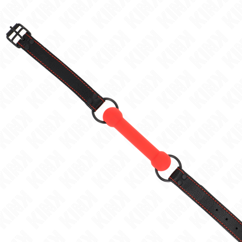 KINK - KNOCHENKNEBEL MIT KUNSTLEDERRIEMEN ROT VERSTELLBAR 41-57 CM