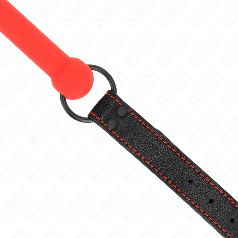 KINK - KNOCHENKNEBEL MIT KUNSTLEDERRIEMEN ROT VERSTELLBAR 41-57 CM