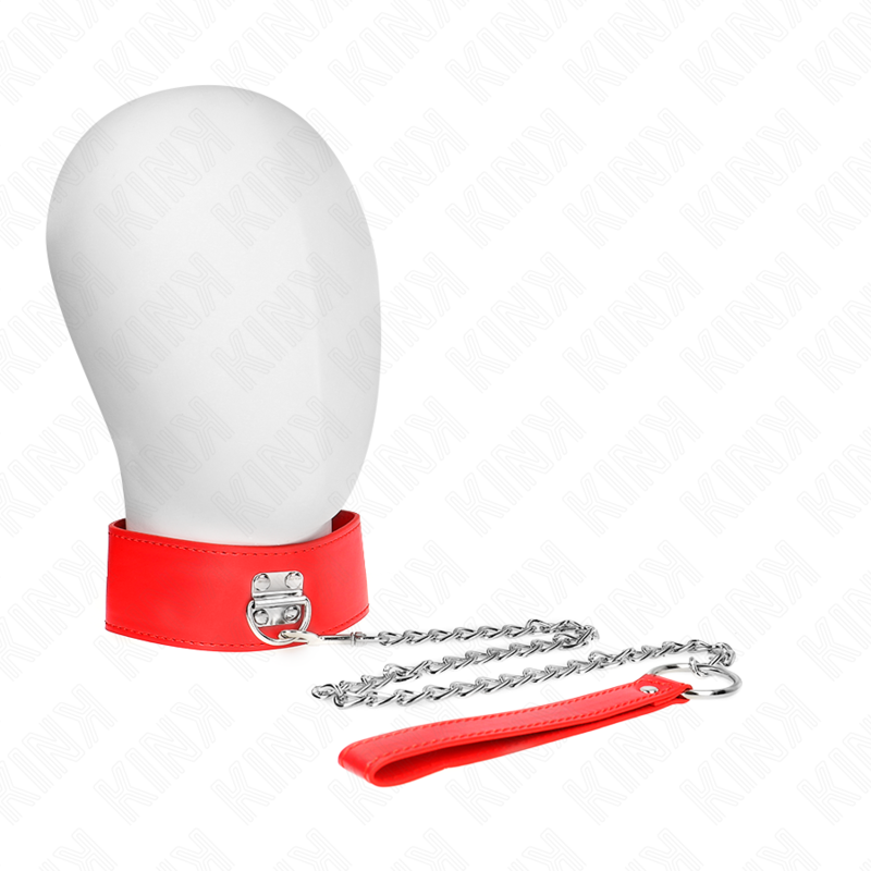 KINK - COLLANA CON CINTURA 65 CM CON CINTURINO ROSSO LARGO REGOLABILE 33,5-41 CM X 5 CM