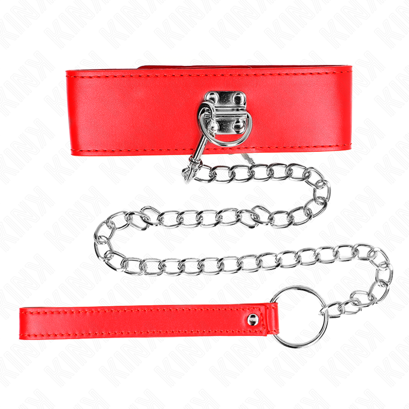 KINK - COLLANA CON CINTURA 65 CM CON CINTURINO ROSSO LARGO REGOLABILE 33,5-41 CM X 5 CM