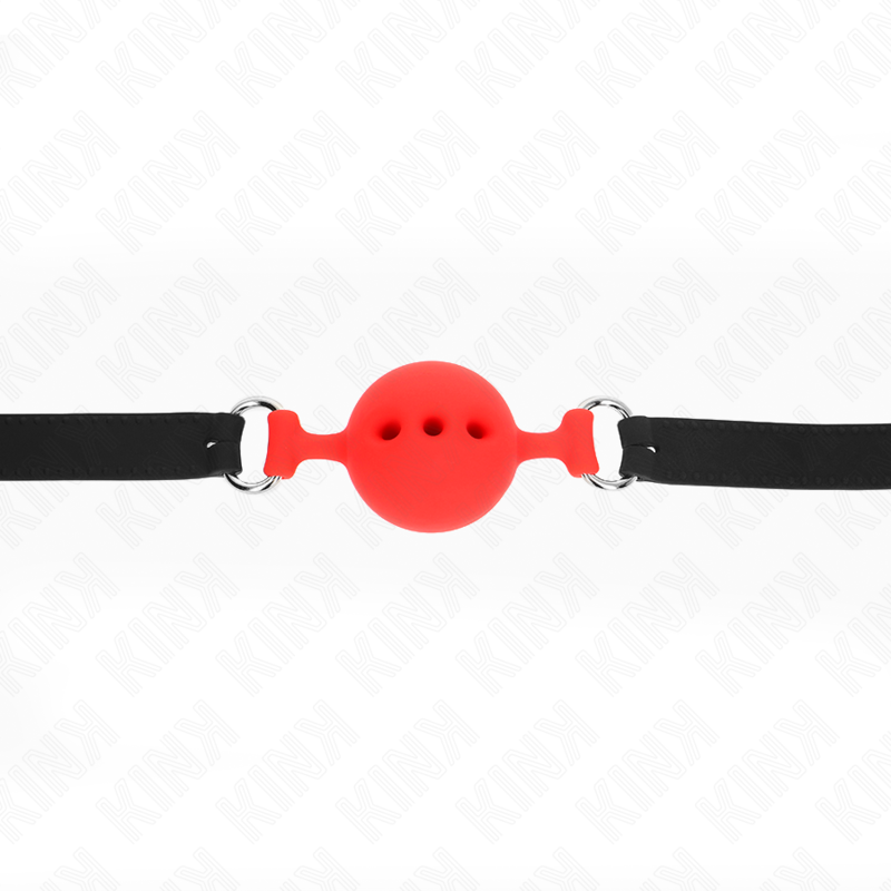 KINK - VOLLSILIKON-KNEBEL 55 x 2 CM MIT 4,5 CM HODEN GRÖSSE M ROT VERSTELLBAR 35-51 CM