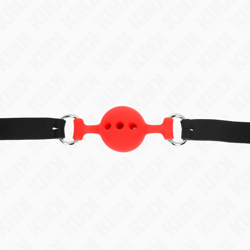 KINK - VOLLSILIKON-KNEBEL 55 x 2 CM MIT 4 CM HODEN GRÖSSE S ROT VERSTELLBAR 35-51 CM