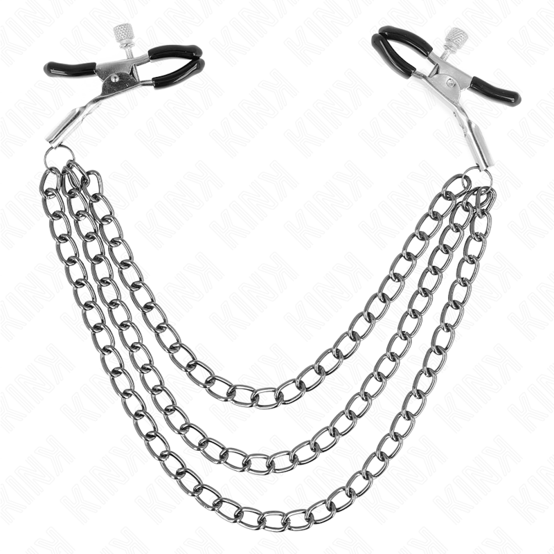 KINK - MORSETTI PER CAPEZZOLI CON 3 CATENE NERI 20/23/28 CM