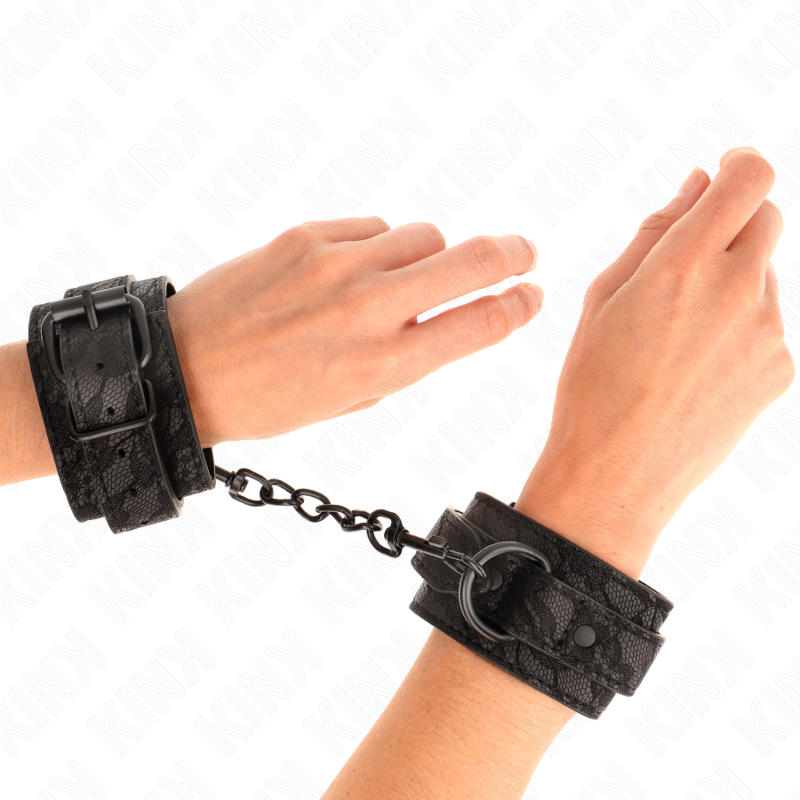 KINK - DUNKLE SPITZENBEZOGENE HANDGELENKMANSCHETTEN VERSTELLBAR SCHWARZ 19-26 CM