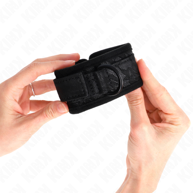 KINK - DUNKLE SPITZENBEZOGENE HANDGELENKMANSCHETTEN NEOPREN VERSTELLBAR SCHWARZ 20-29 CM X 5 CM