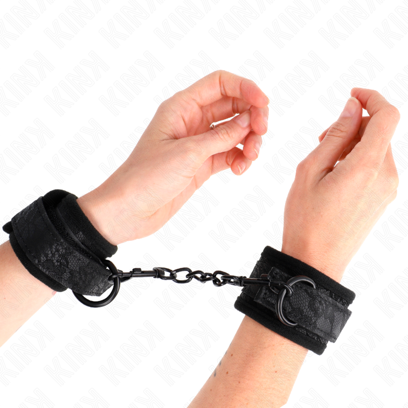 KINK - DUNKLE SPITZENBEZOGENE HANDGELENKMANSCHETTEN NEOPREN VERSTELLBAR SCHWARZ 20-29 CM X 5 CM