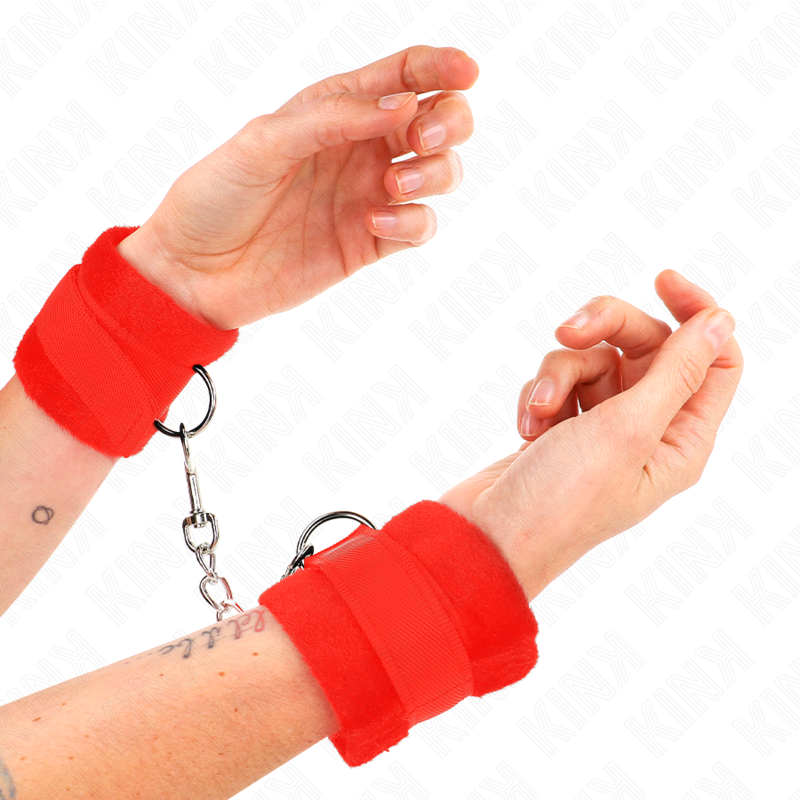 KINK - BEGINNER PELZ HANDFESSELN ROT 30 X 7 CM