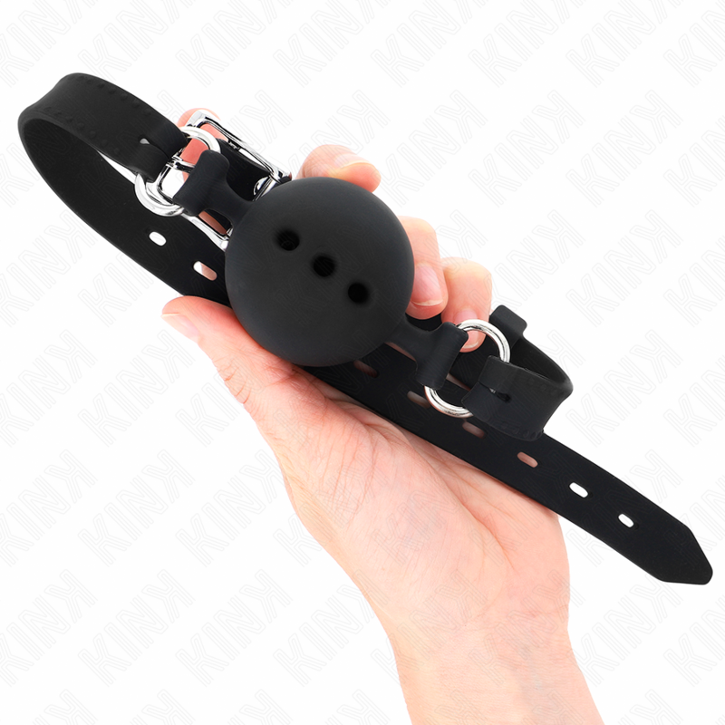 KINK - VOLLSILIKON-KNEBEL 55 x 2 CM MIT 4,5 CM HODEN GRÖSSE M SCHWARZ VERSTELLBAR 35-51 CM