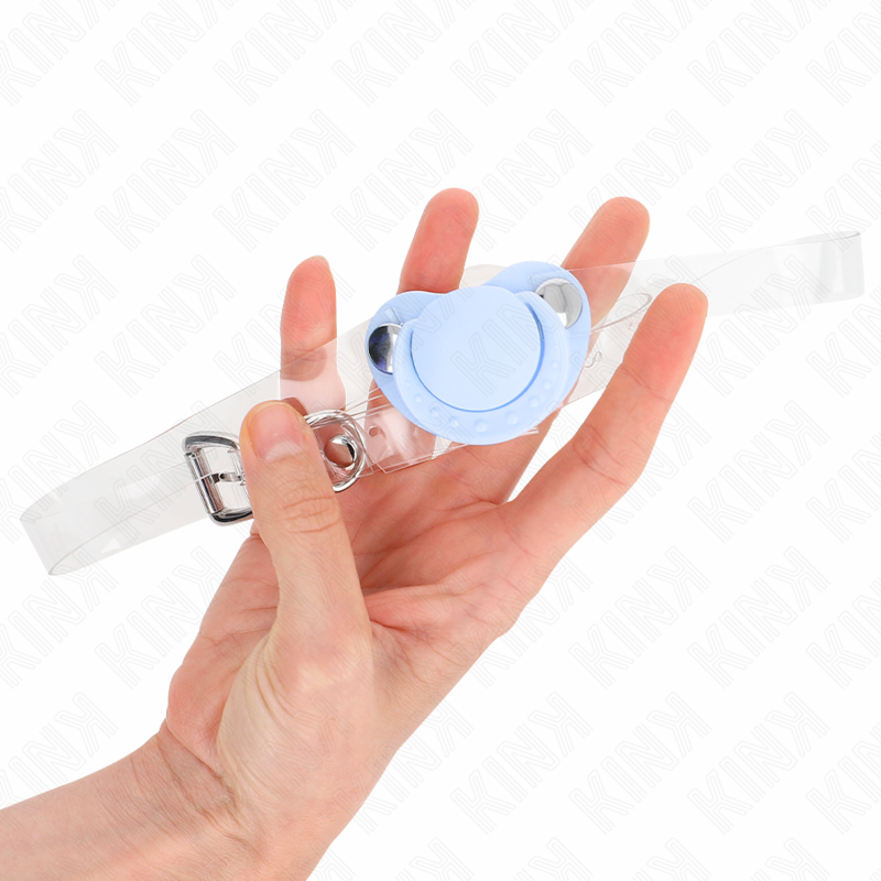KINK - HELLBLAUER SCHNULLERFÖRMIGER KNEBEL 5,5 x 4 CM VERSTELLBAR 43-60 CM
