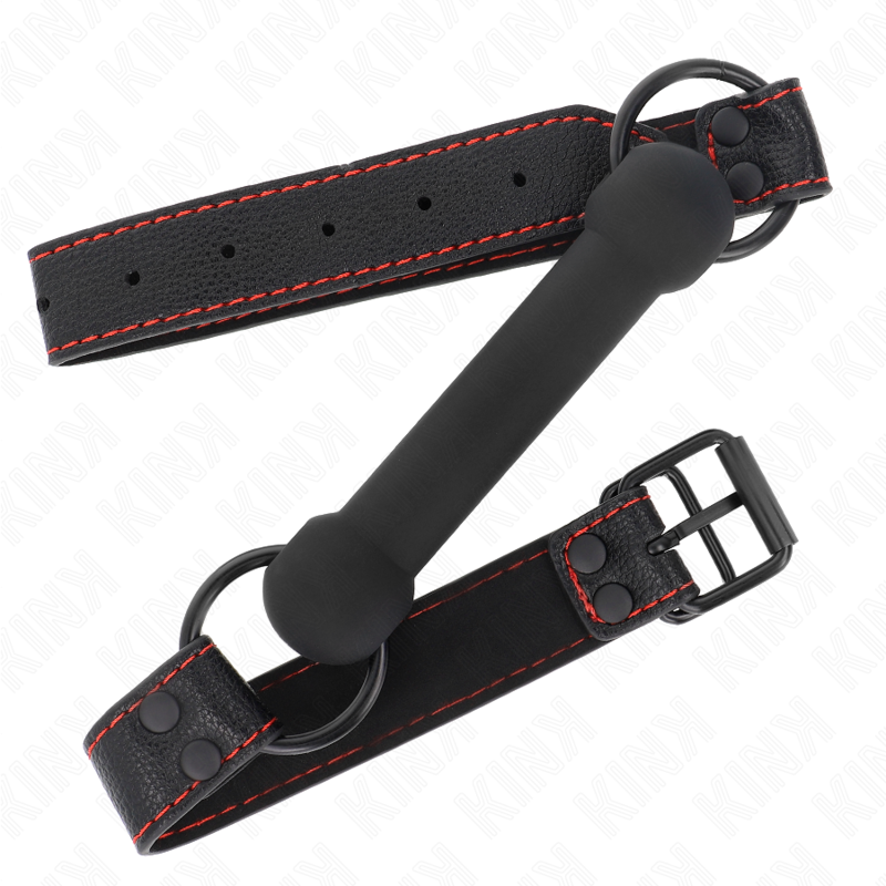 KINK - KNOCHENKNEBEL MIT KUNSTLEDERRIEMEN SCHWARZ VERSTELLBAR 41-57 CM