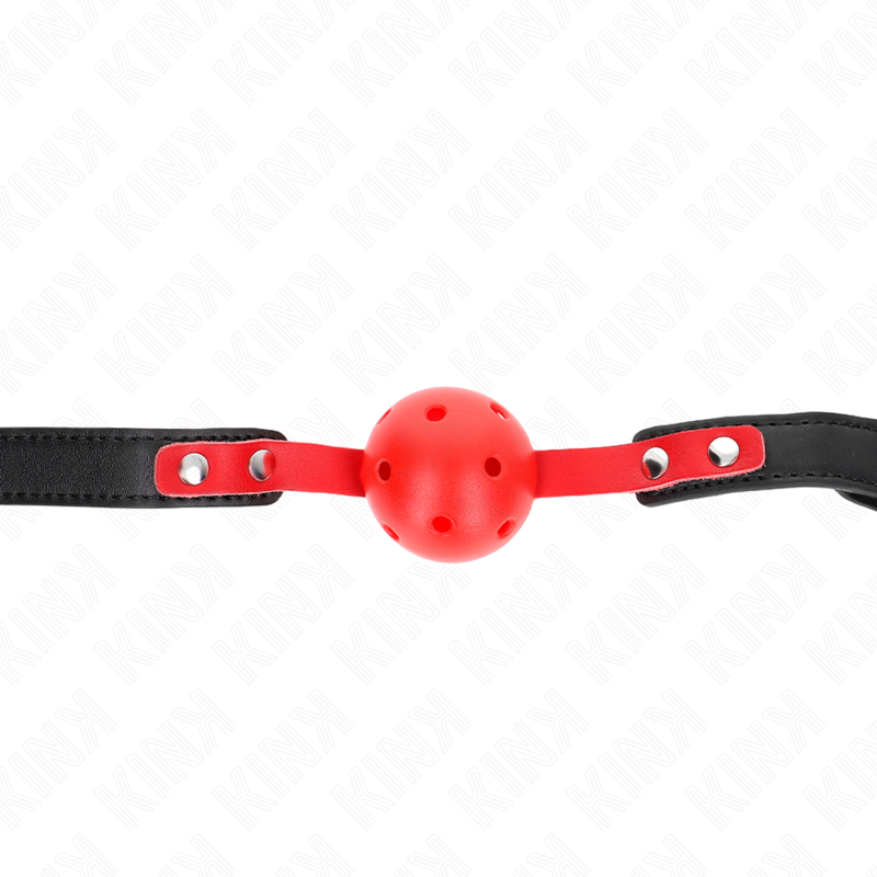 KINK - ROTER HOHLKUGEL, HARTER 4 CM KNEBEL, SCHWARZER GURT, 60 x 2 CM, VERSTELLBAR 37-52 CM
