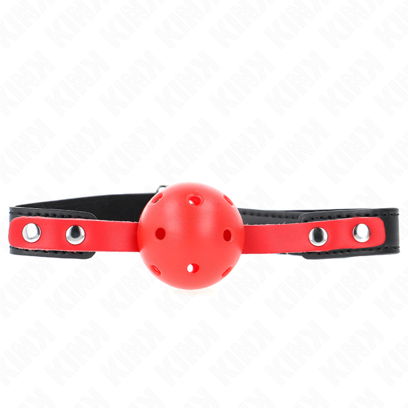 KINK - ROTER HOHLKUGEL, HARTER 4 CM KNEBEL, SCHWARZER GURT, 60 x 2 CM, VERSTELLBAR 37-52 CM