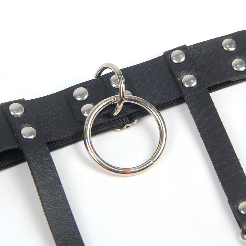 SUBBLIME - 953744 GIARRETRELLA PUNK REGOLABILE IN PELLE NERA TAGLIA UNICA