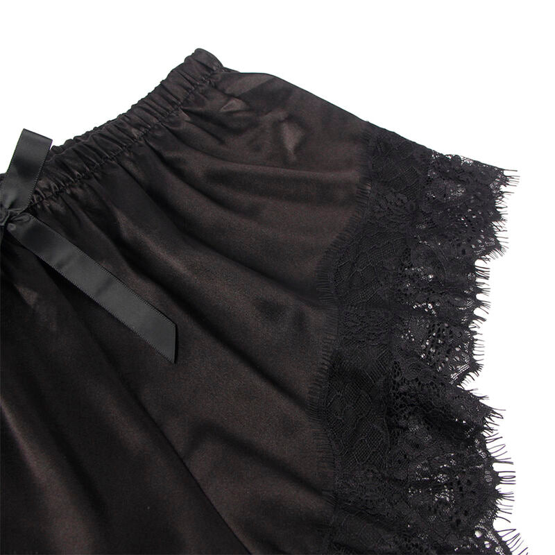 SUBBLIME - 953935 LÄSSIGE SEIDE NACHTHEMD + SPITZENHOSE SCHWARZ S/M
