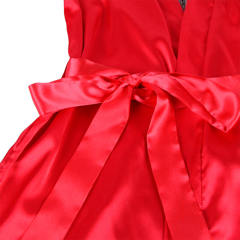 SUBBLIME - 954017 Spitzen-Unterhemd mit transparentem Rücken und String, Rot/Schwarz, S/M
