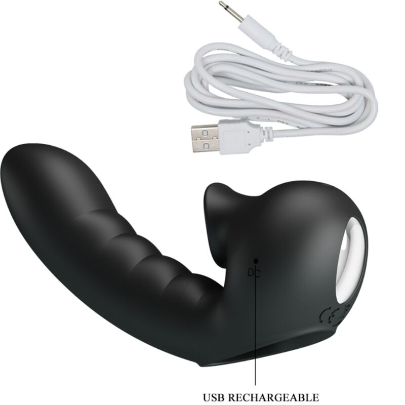 PRETTY LOVE - HOBGOBLIN CUSTODIA VIBRANTE PER DITA 12 VIBRAZIONI + STIMOLATORE CLITORIDEO NERO