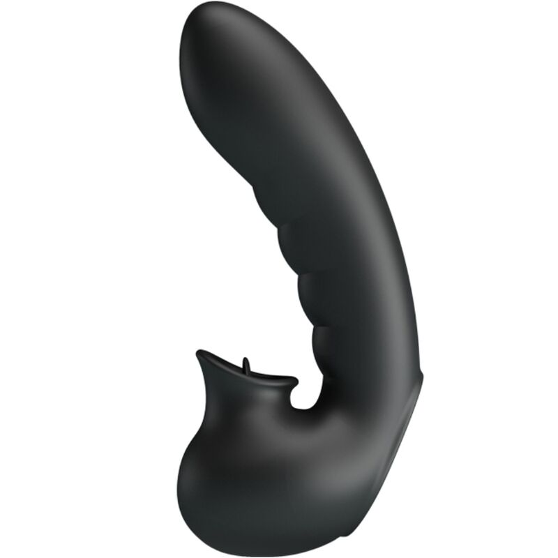 PRETTY LOVE - HOBGOBLIN CUSTODIA VIBRANTE PER DITA 12 VIBRAZIONI + STIMOLATORE CLITORIDEO NERO