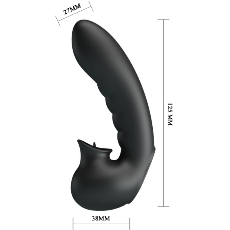 PRETTY LOVE - HOBGOBLIN CUSTODIA VIBRANTE PER DITA 12 VIBRAZIONI + STIMOLATORE CLITORIDEO NERO