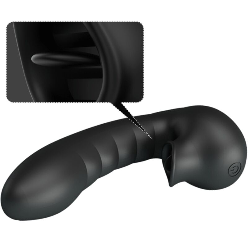 PRETTY LOVE - HOBGOBLIN CUSTODIA VIBRANTE PER DITA 12 VIBRAZIONI + STIMOLATORE CLITORIDEO NERO