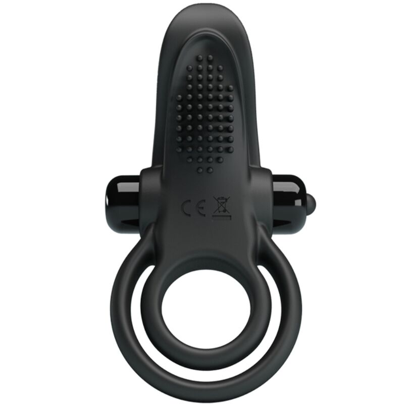 PRETTY LOVE - DOPPEL-VIBRATIONSRING + KLITORISSTIMULATOR 10 VIBRATIONEN SCHWARZ