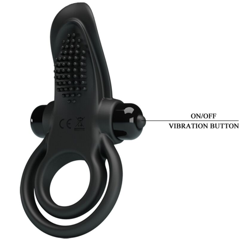PRETTY LOVE - DOPPEL-VIBRATIONSRING + KLITORISSTIMULATOR 10 VIBRATIONEN SCHWARZ