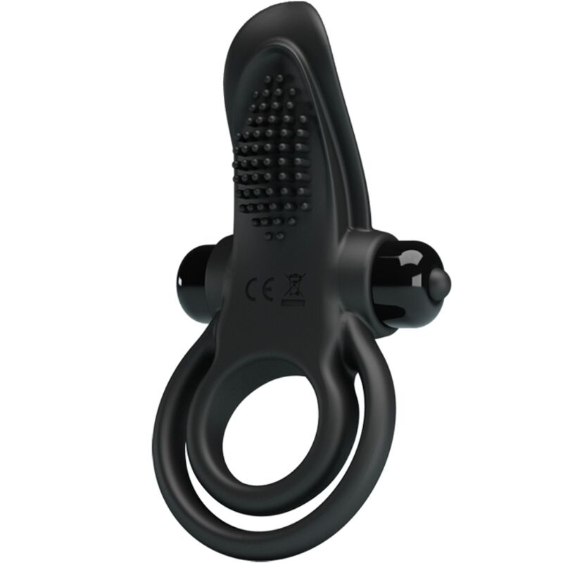 PRETTY LOVE - DOPPEL-VIBRATIONSRING + KLITORISSTIMULATOR 10 VIBRATIONEN SCHWARZ
