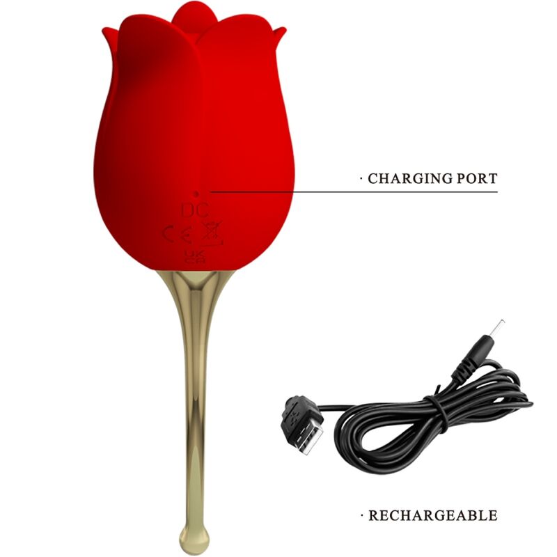 PRETTY LOVE - ROSE LOVER STIMOLATORE CLITORIDEO ROSA 12 VIBRAZIONI ROSSO