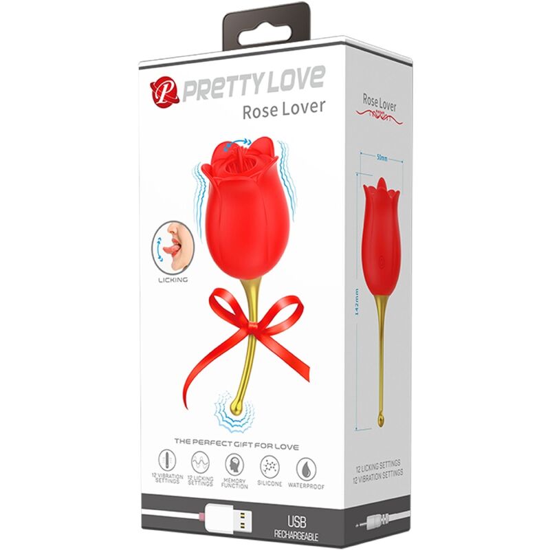 PRETTY LOVE - ROSE LOVER STIMOLATORE CLITORIDEO ROSA 12 VIBRAZIONI ROSSO