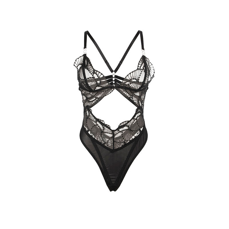 SUBBLIME - 955229 BODY TRASPARENTE CON PIZZO CAVO NERO L/XL