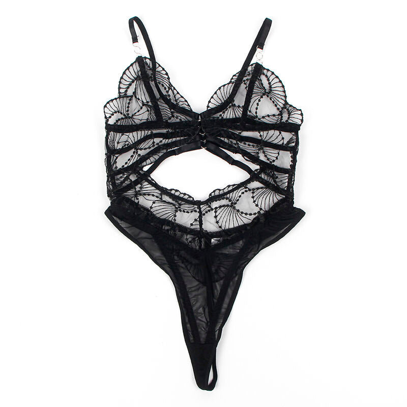 SUBBLIME - 955229 BODY TRASPARENTE CON PIZZO CAVO NERO L/XL