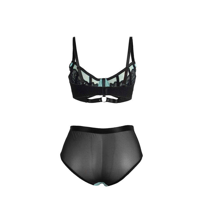 SUBBLIME - 955557 GRÜNES LACKLEDER-NETZ-REISSVERSCHLUSS-BH-SET S/M