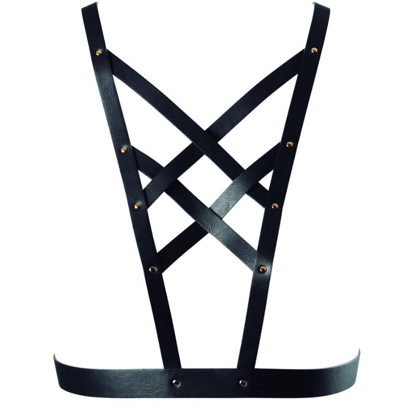 BIJOUX - INDISCRETS MAZE CROSSED HARNESS MIT AUSSCHNITT SCHWARZ