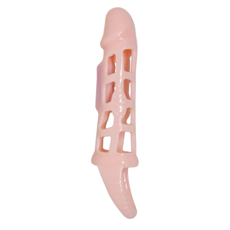 BAILE - COPERTURA ESTENSORE PENE CON VIBRAZIONE E CINTURINO NATURALE 13,5 CM