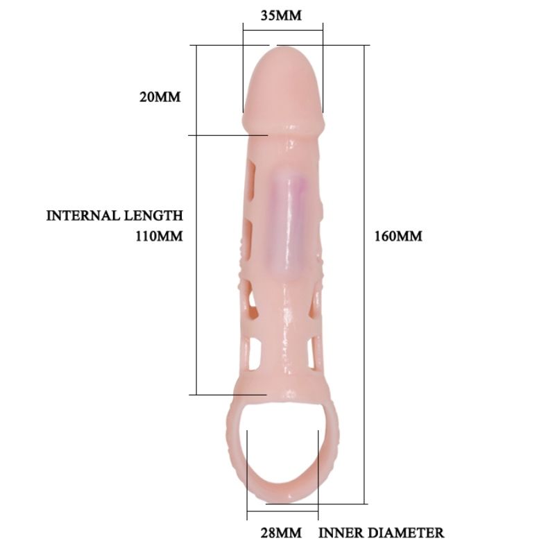 BAILE - COPERTURA ESTENSORE PENE CON VIBRAZIONE E CINTURINO NATURALE 13,5 CM