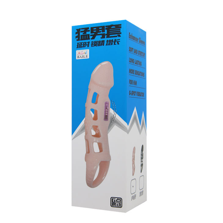 BAILE - COPERTURA ESTENSORE PENE CON VIBRAZIONE E CINTURINO NATURALE 13,5 CM