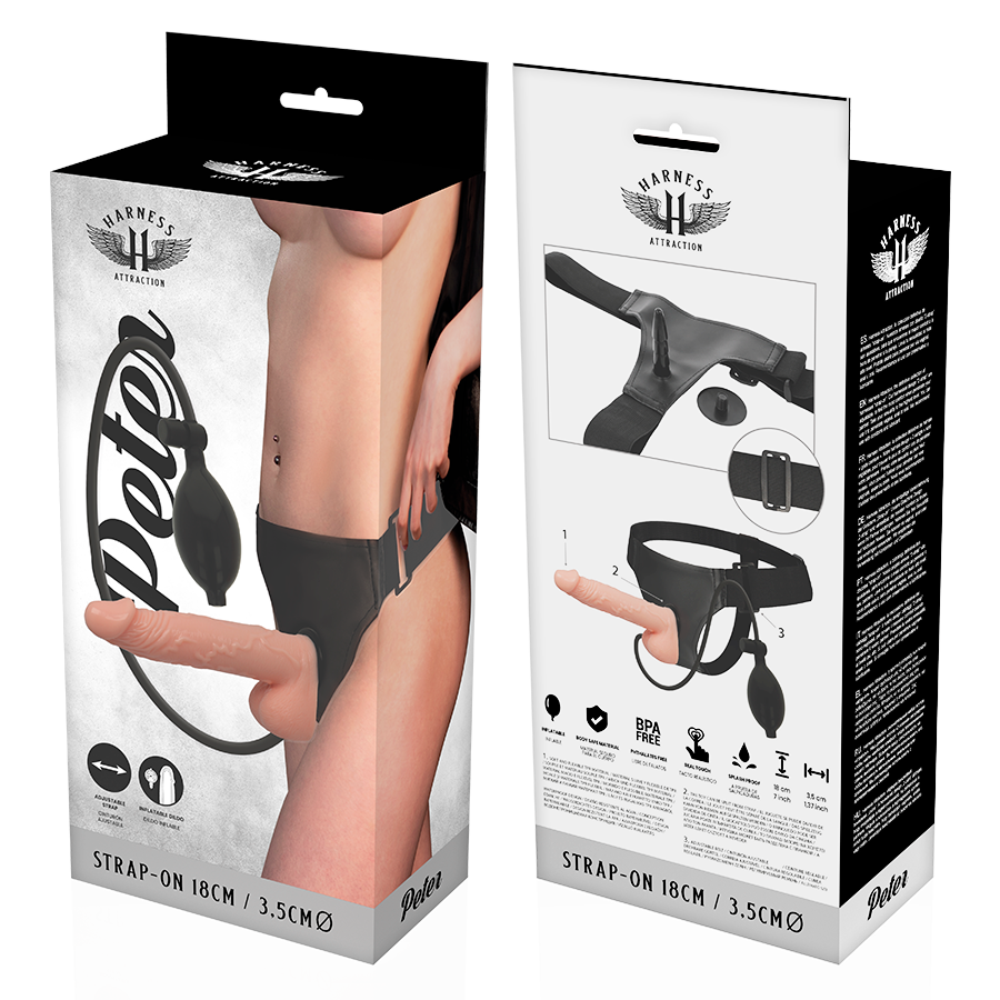IMBRACATURA DI ATTRAZIONE - RNES PETER CON PENE GONFIABILE 18 CM -O- 3,5 CM