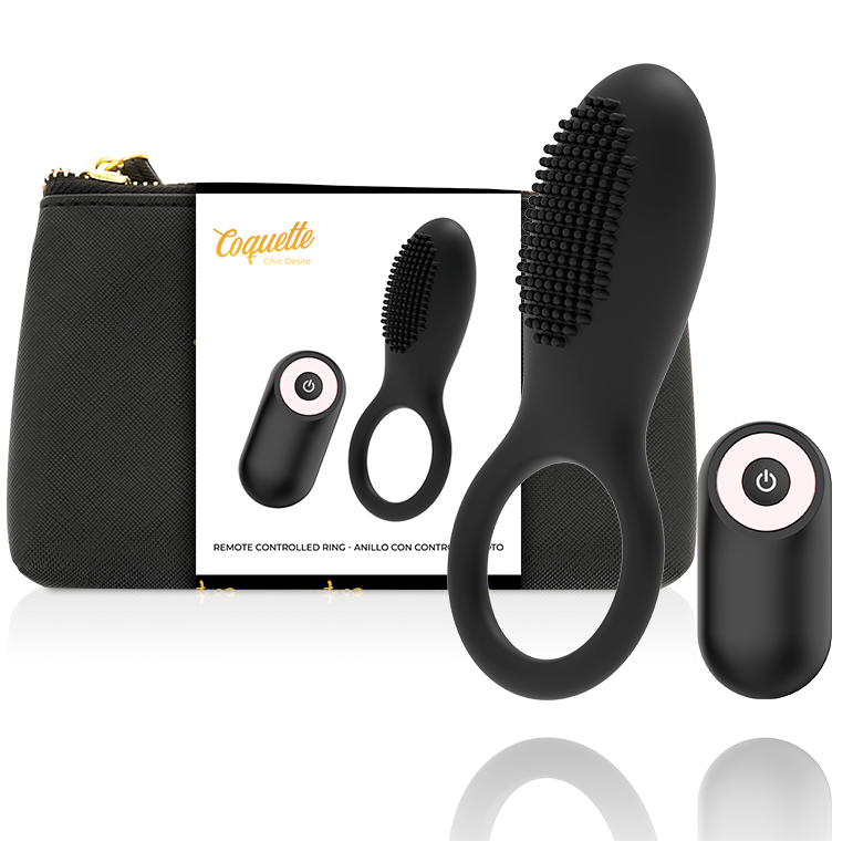 COQUETTE CHIC DESIRE - ANELLO PER IL PENE CON TELECOMANDO RICARICABILE NERO/ORO