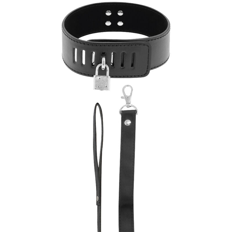 DARKNESS - BDSM HALSBAND MIT SCHWARZEM SCHLOSS